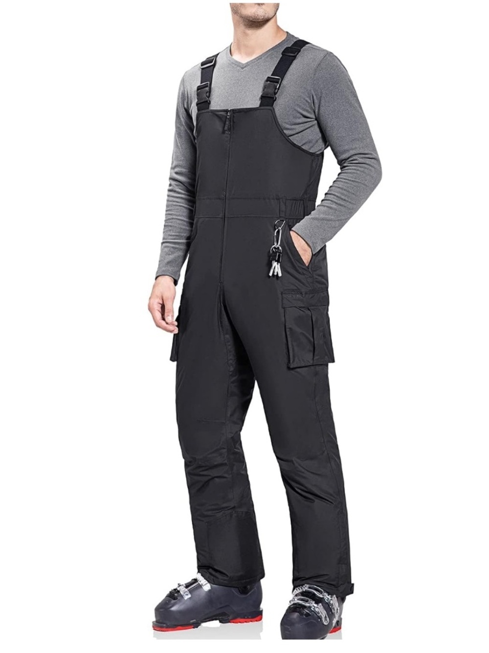 BALEAF Men Ski Bib Insulated Waterproof Coveralls Overalls Cargo Snowboarding S